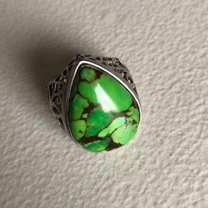 Turquoise Openwork Ring 925 Sterling Thailand 11